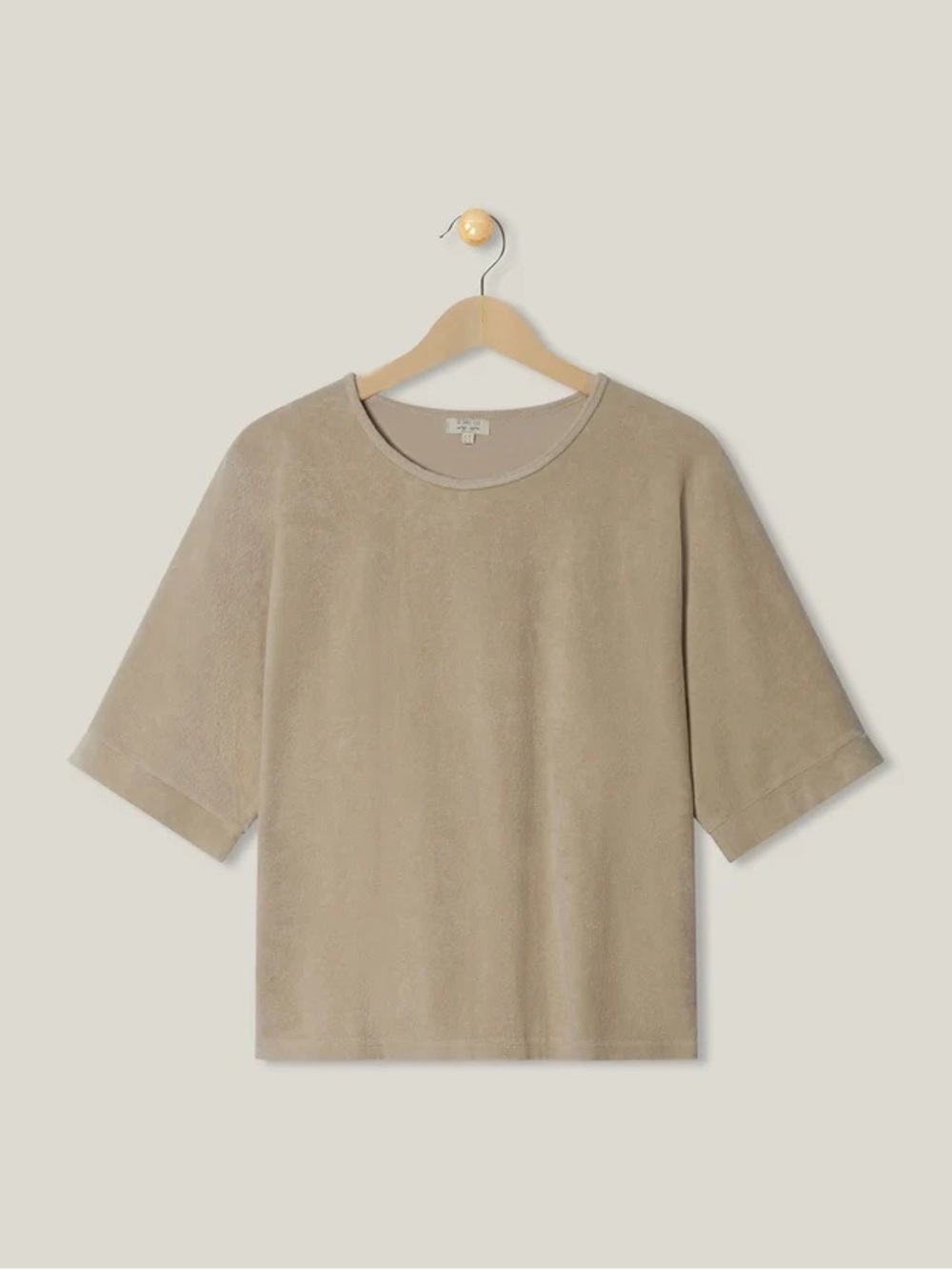 Women’s Short Sleeve Terry Cloth Boxy Tee in Taupe